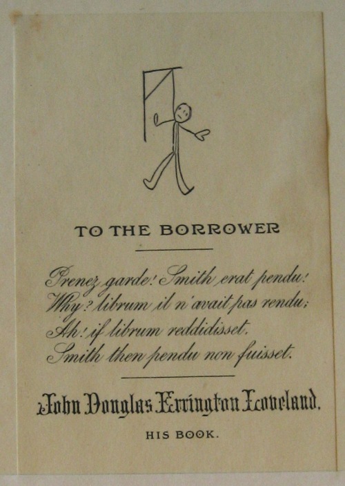 Bookplate of John Douglas Errington Loveland from Alport's copy of Oxford Poetry 1917-19