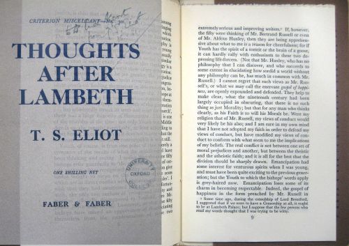 Thoughts After Lambeth. Faber and Faber : London. 1931.