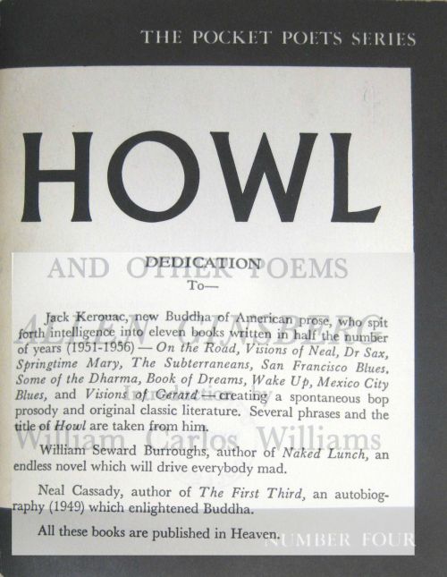Howl and other poems by Allen Ginsberg. City Lights Books : San Francisco. 1956 (14th printing, 1965)