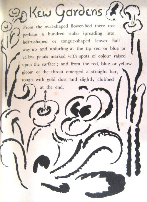 The opening page of Kew Gardens by Virginia Woolf, with illustrations by Vanessa Bell. 